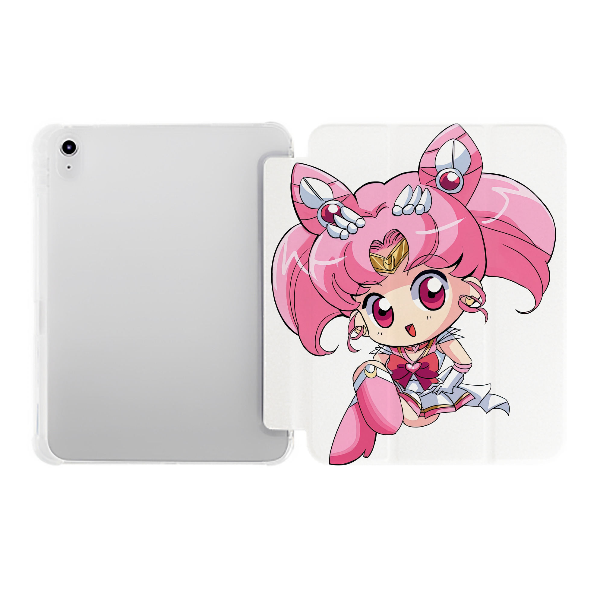 （画像用） 美少女戦士セーラームーン ちびうさ Sailor Moon Chibiusa Tsukino Usagi Small Lady Serenity IPad ケース ペン収納付き 三つ折りスタンド PUレザー×シリコン 対応機種9.5/10.5/10.9インチ